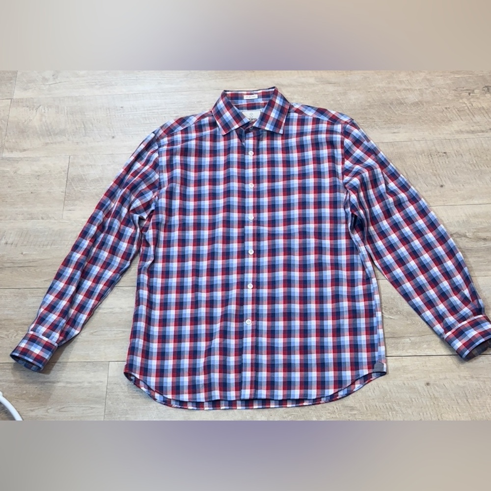 Todd Snyder Men’s 2- Ply Cotton Plaid Front Button Shirt Size 16.5 34/35